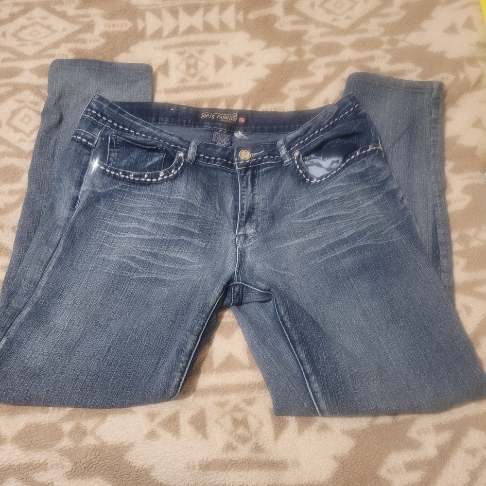 Classic Paris Fashion Blue Straight Leg Jeans